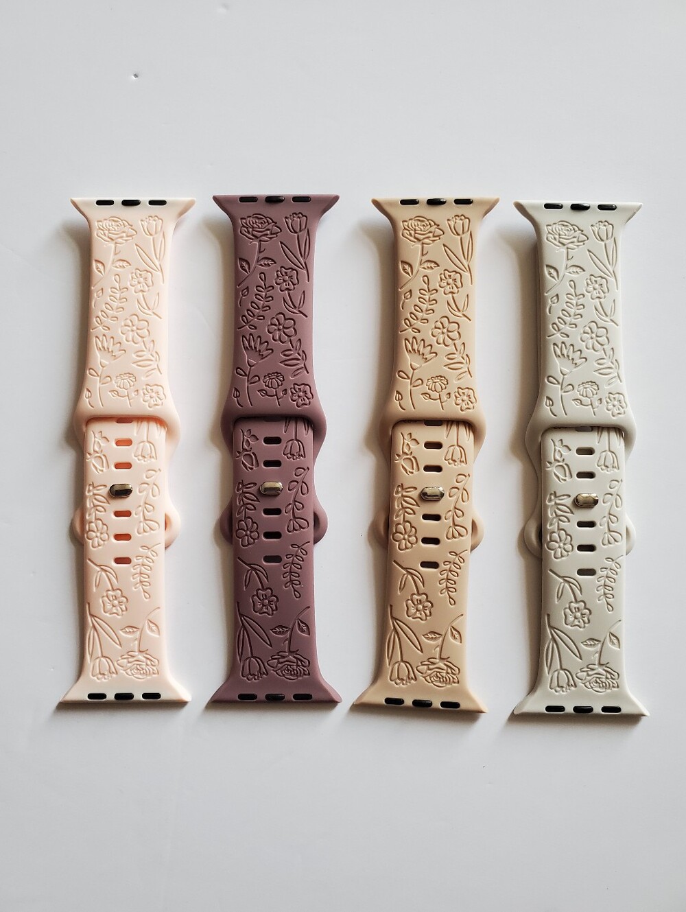 Apple Watch Ultra Flower Engraved Silicone Wristbands (Set Of 4)